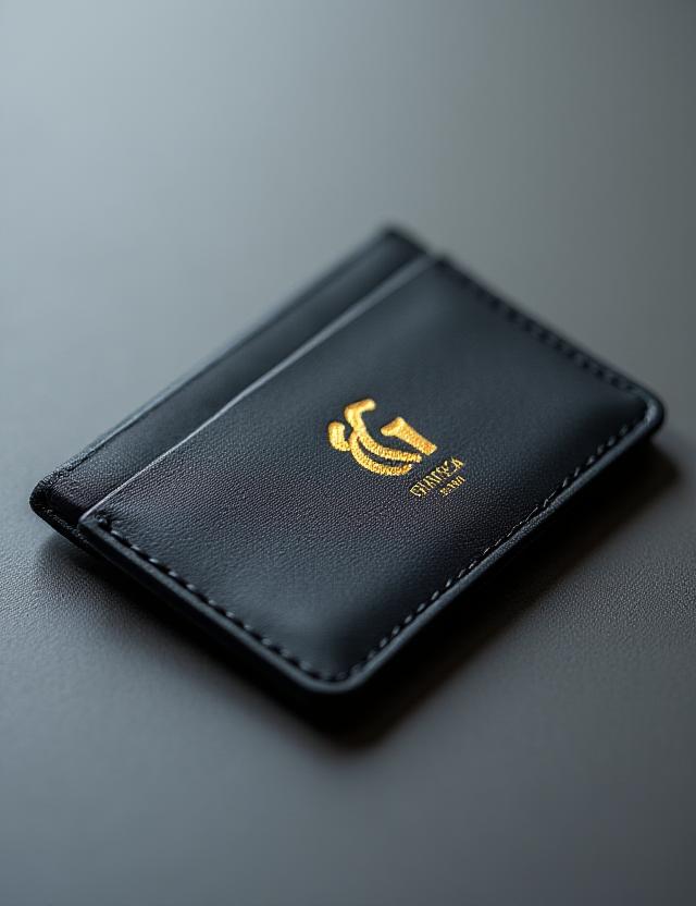 金箔ロゴのついた洗練された銀座カードホルダー