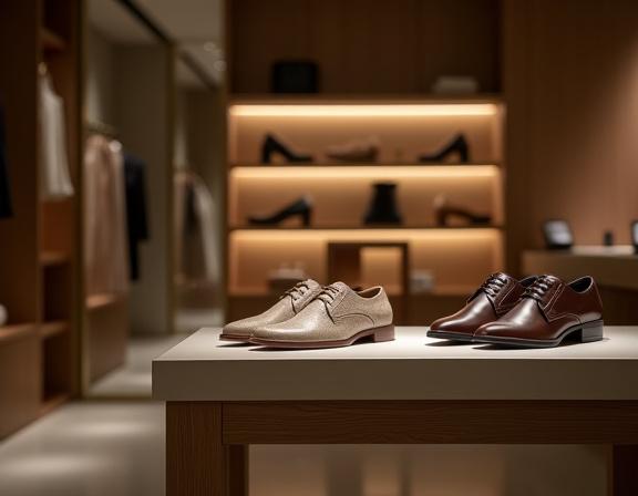 ブティックに陳列されたChikyu Footwearのシューズ