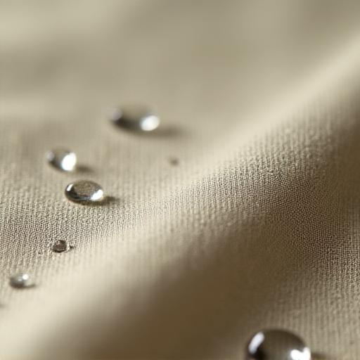 日本のベンタイルコットン生地に水滴が付いているクローズアップ