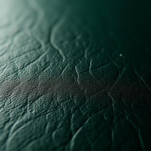 ダークグリーンのフルグレインレザーテクスチャのマクロショット